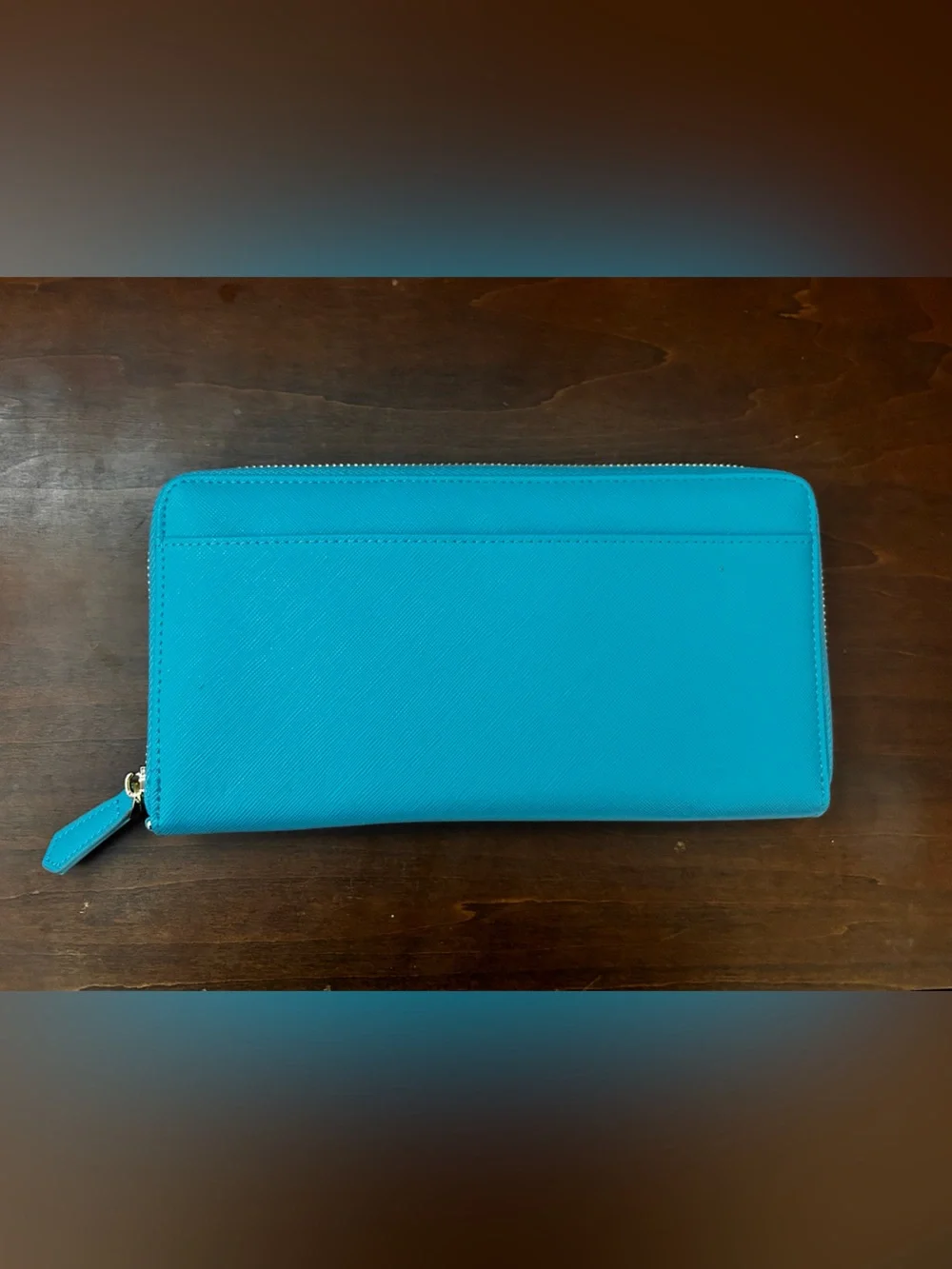NWT Zip-Around Travel Documents Organizer RFID Faux leather Turquoise Wallet